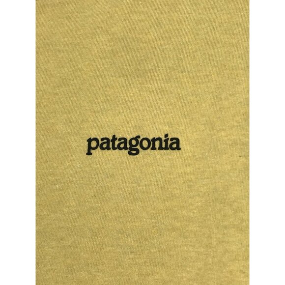 Patagonia T Shirt Mens Size Medium Yellow Mountains Logo Crew Neck - Picture 5 of 10